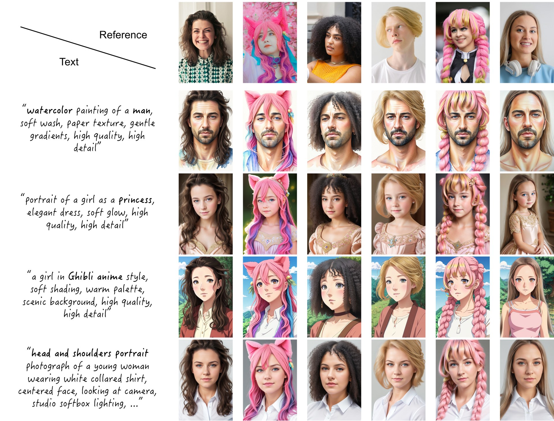 Reference-guided text-to-image generation with H-Adapter.